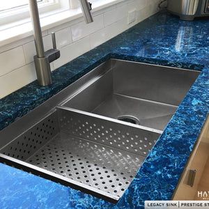 Legacy stainless steel under mount sink with strainer