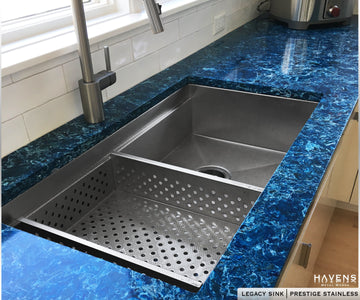 Legacy stainless steel under mount sink with strainer