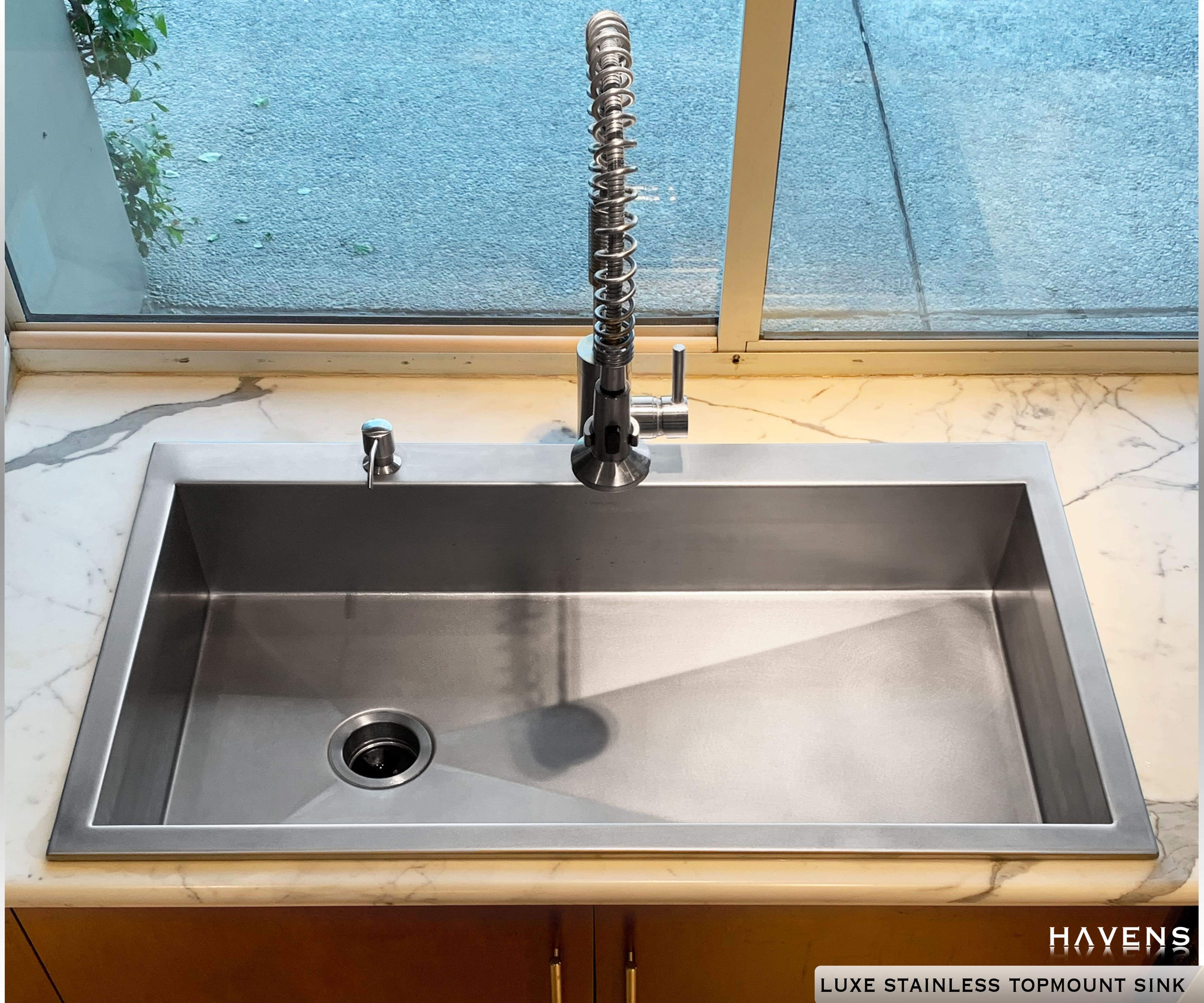Stainless Steel Drop-In Kitchen Sink – Single Bowl Top Mount With Faucet (28/30/32 Inch)