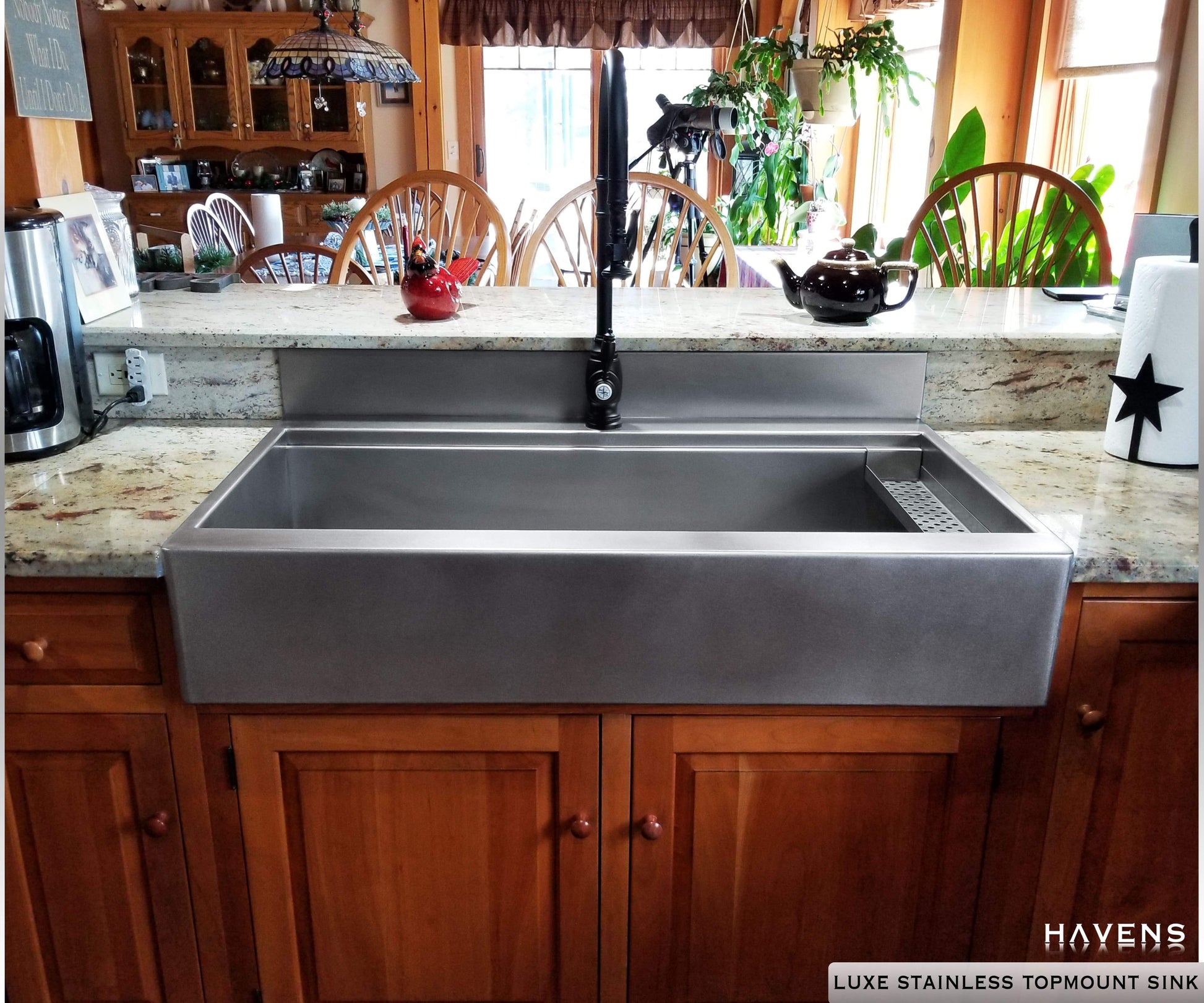 Custom Topmount Farmhouse Sink - Stainless - Havens | Luxury Metals