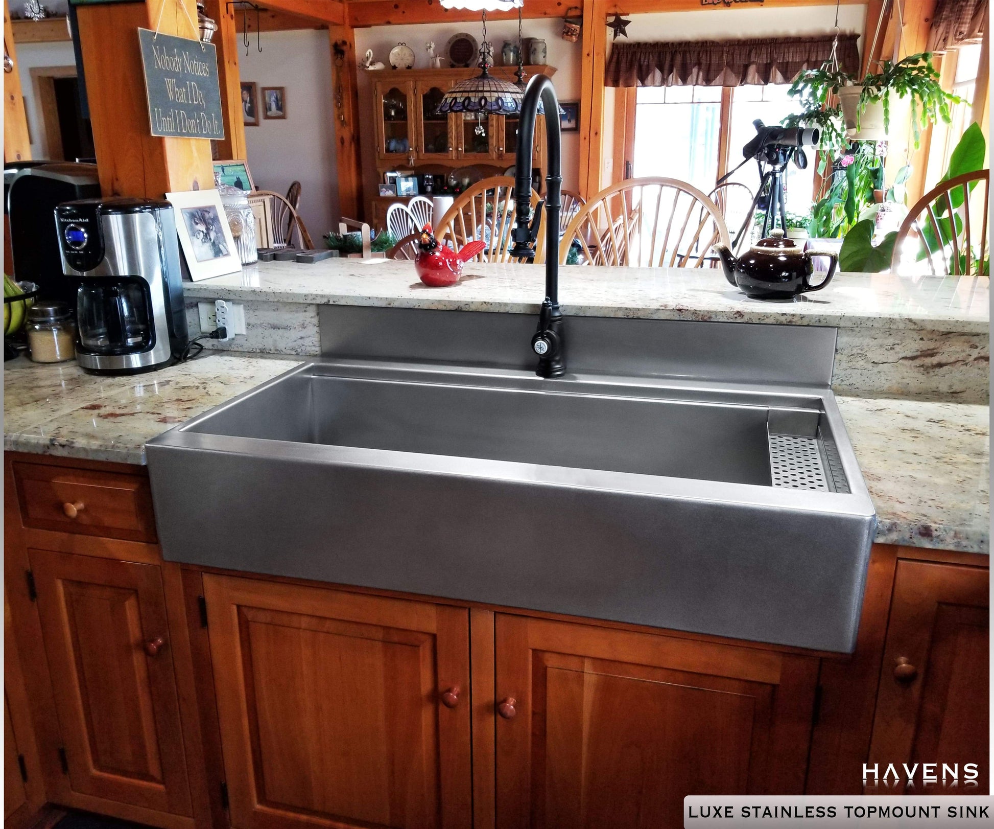 Custom Topmount Farmhouse Sink - Stainless - Havens | Luxury Metals