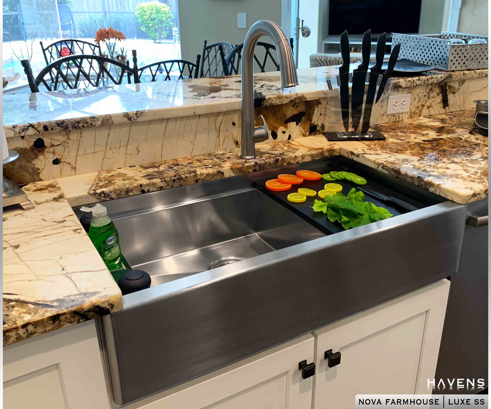 Kitchen Countertop with Built in Dish Drainer Board - Transitional
