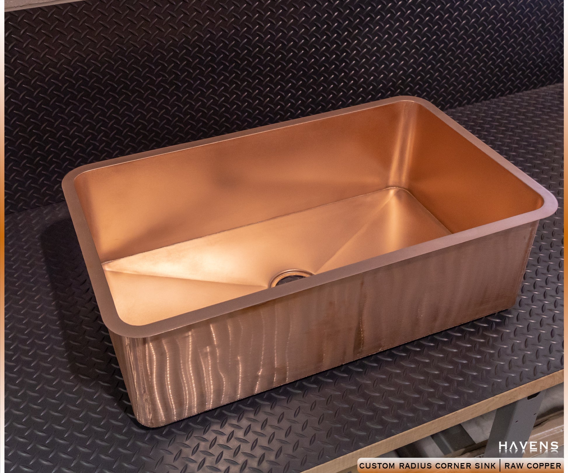 Custom Radius Corner Sink - Copper - Havens | Luxury Metals