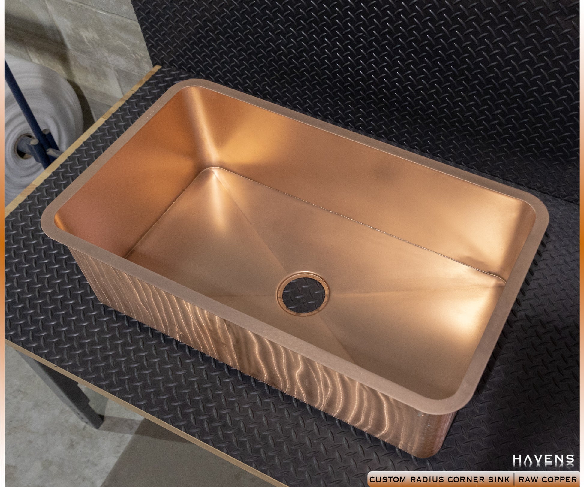 Custom Radius Corner Sink - Copper - Havens | Luxury Metals