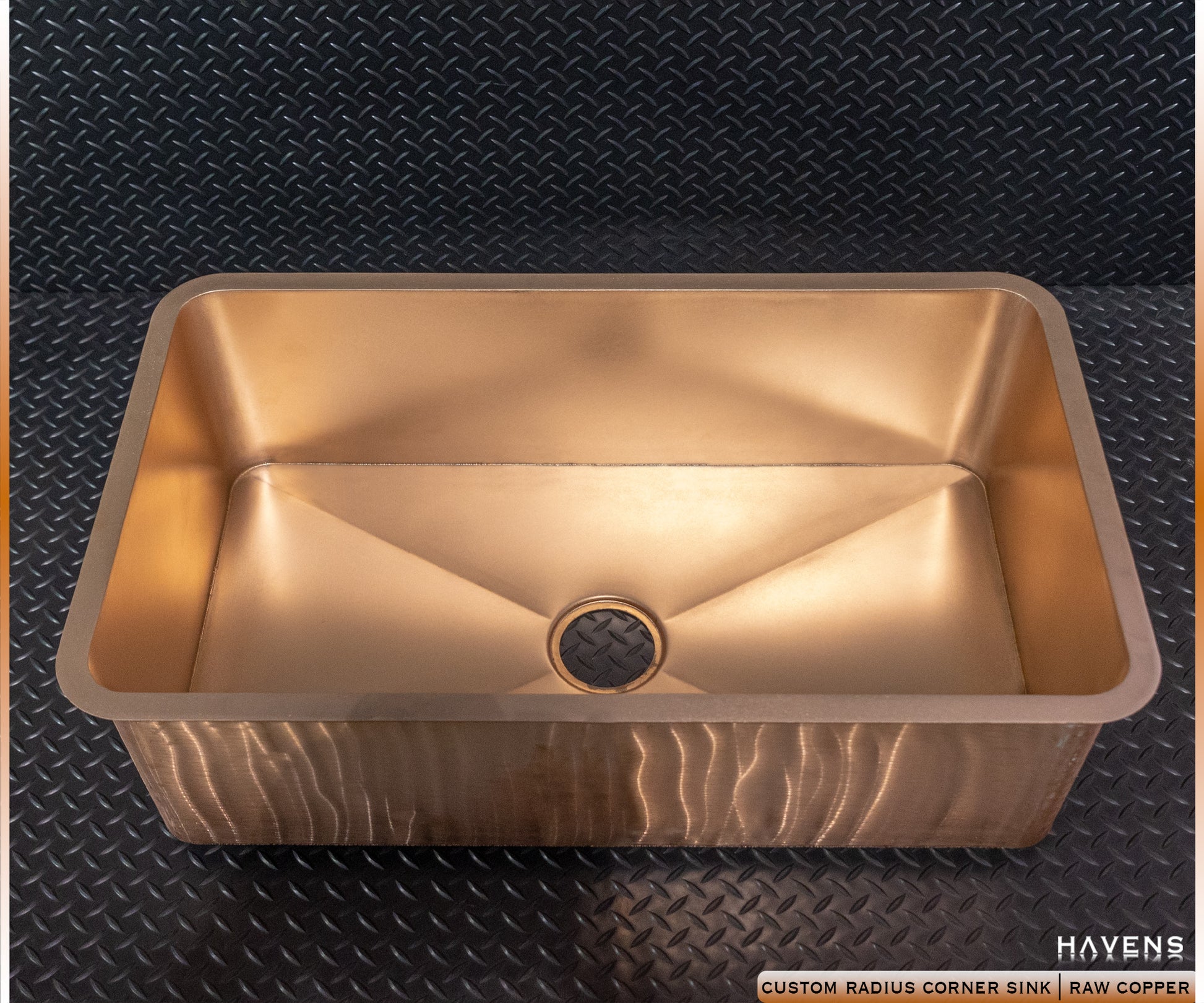Custom Radius Corner Sink - Copper - Havens | Luxury Metals