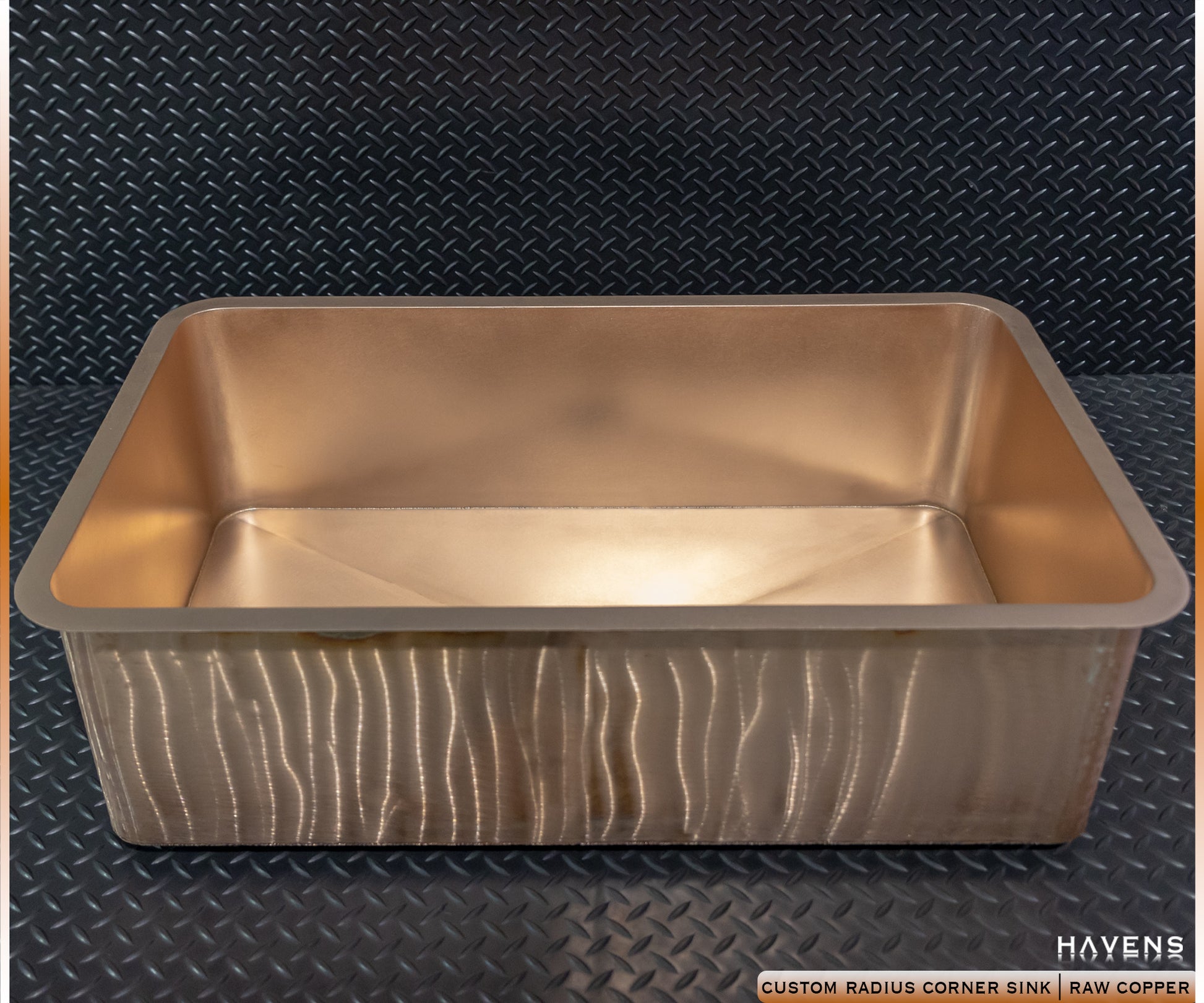 Custom Radius Corner Sink - Copper - Havens | Luxury Metals