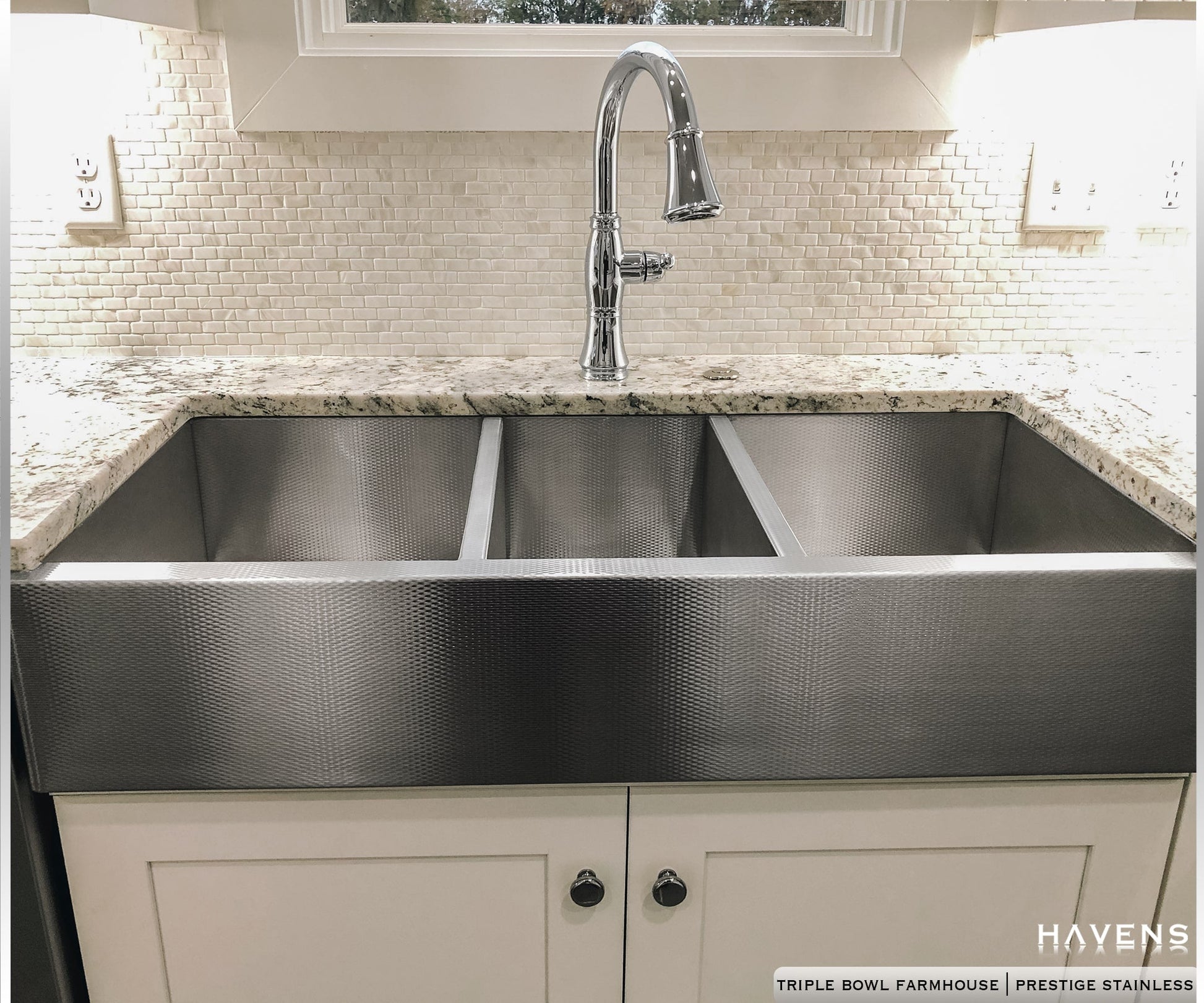 Triple Bowl Farmhouse Sink - Stainless Steel - Havens | Luxury Metals